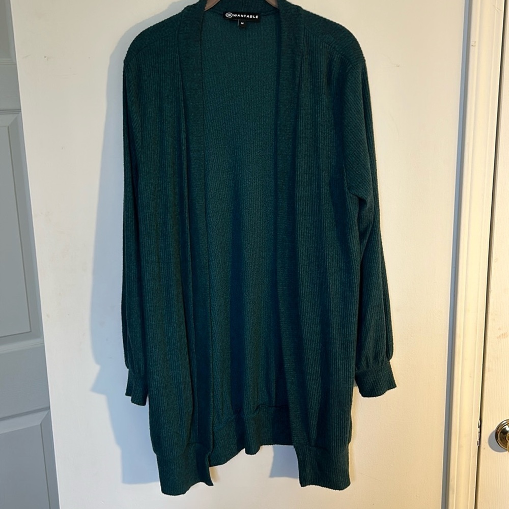 Wantable Green long oversized ribbed cardigan sweater size medium